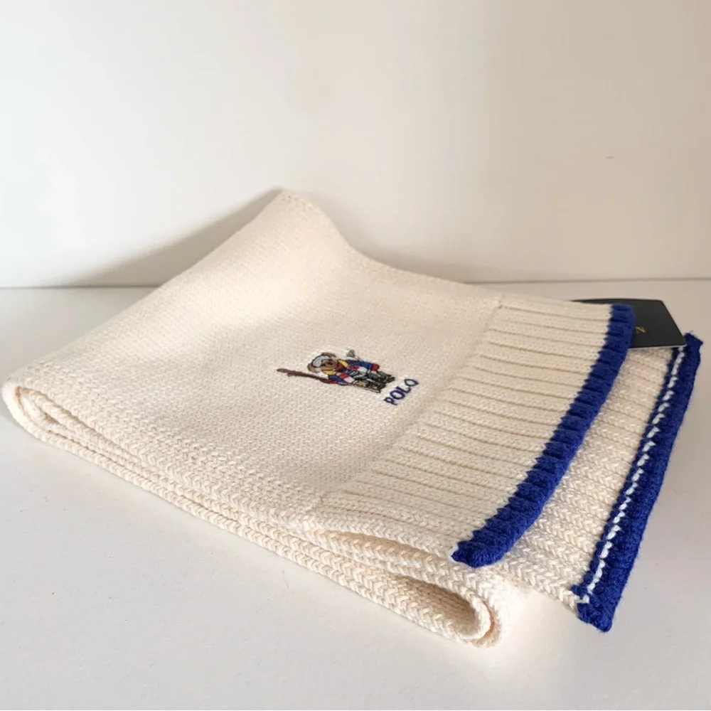 Hold Ralph Lauren polo bear embroidered scarf 100% cotton